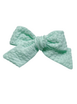 Jumbo Pinwheel Bow - Mint Seersucker