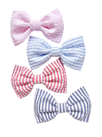 Classic Bow - Blue Seersucker