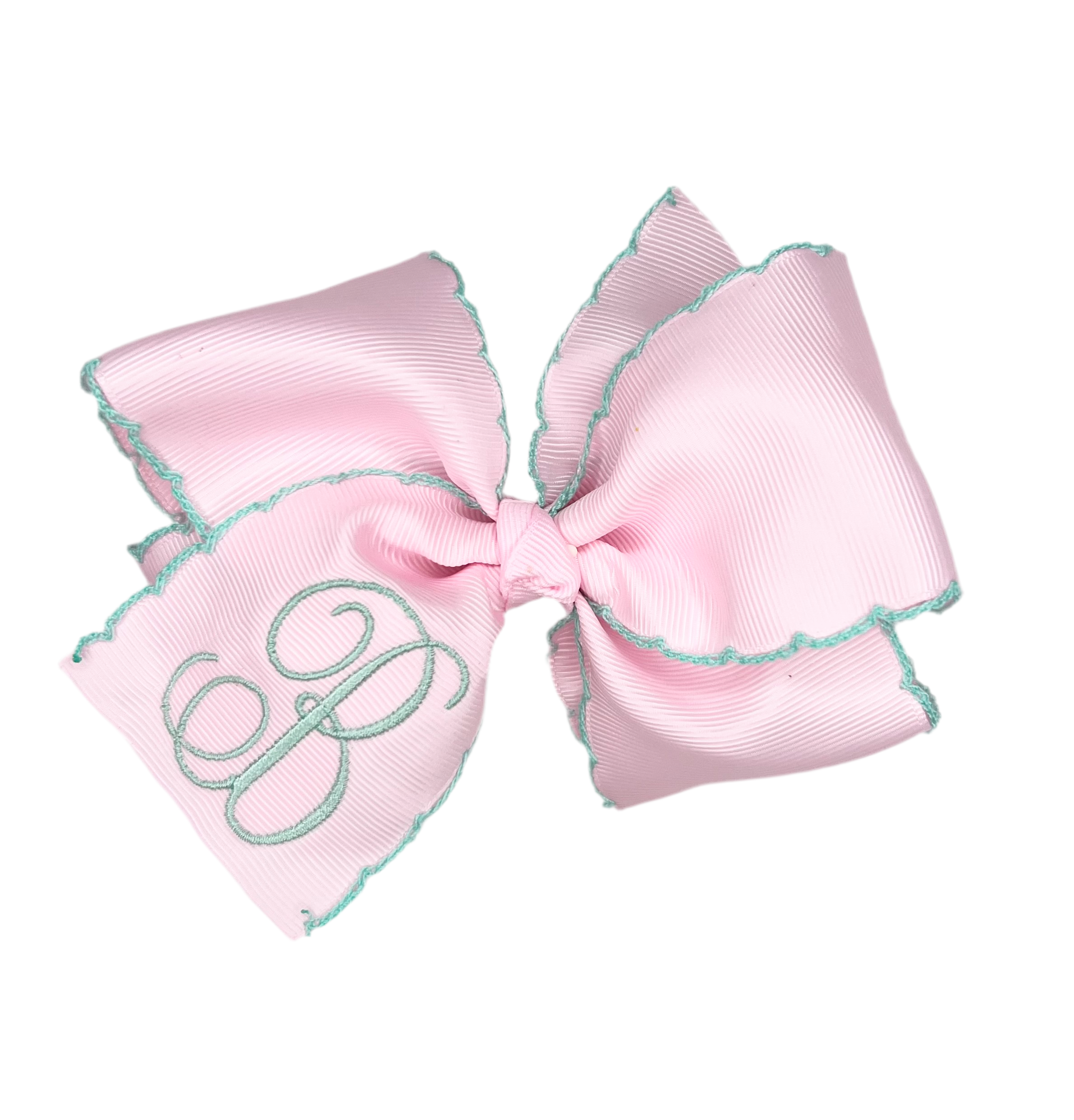 Gracie Bow - Pink & Mint Moonstitch