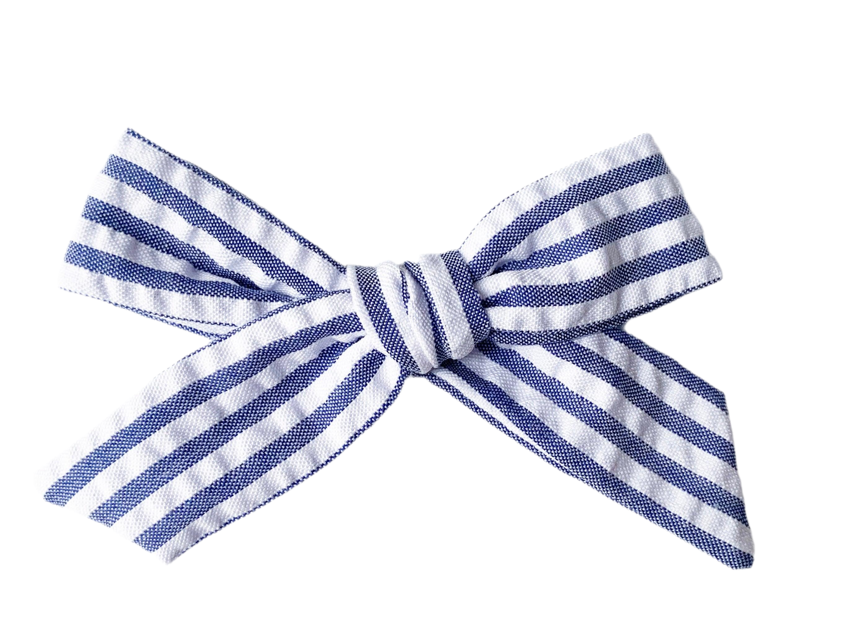 Schoolgirl Bow - Navy Seersucker