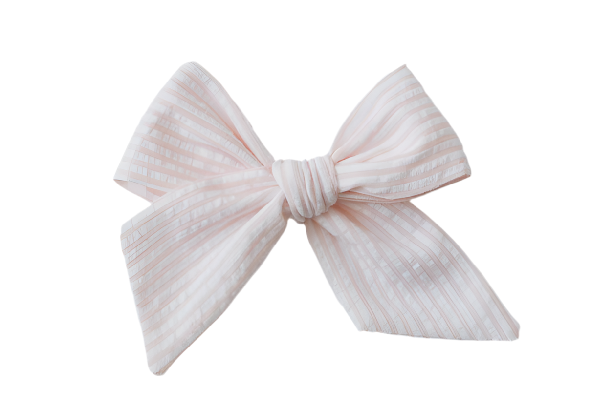 Jumbo Pinwheel Bow - Peach Seersucker