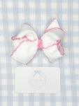 Sissy Bow - White & Pink Moonstitch