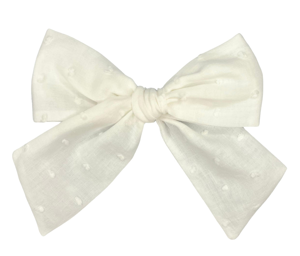 Jumbo Pinwheel Bow - White Swiss Dot