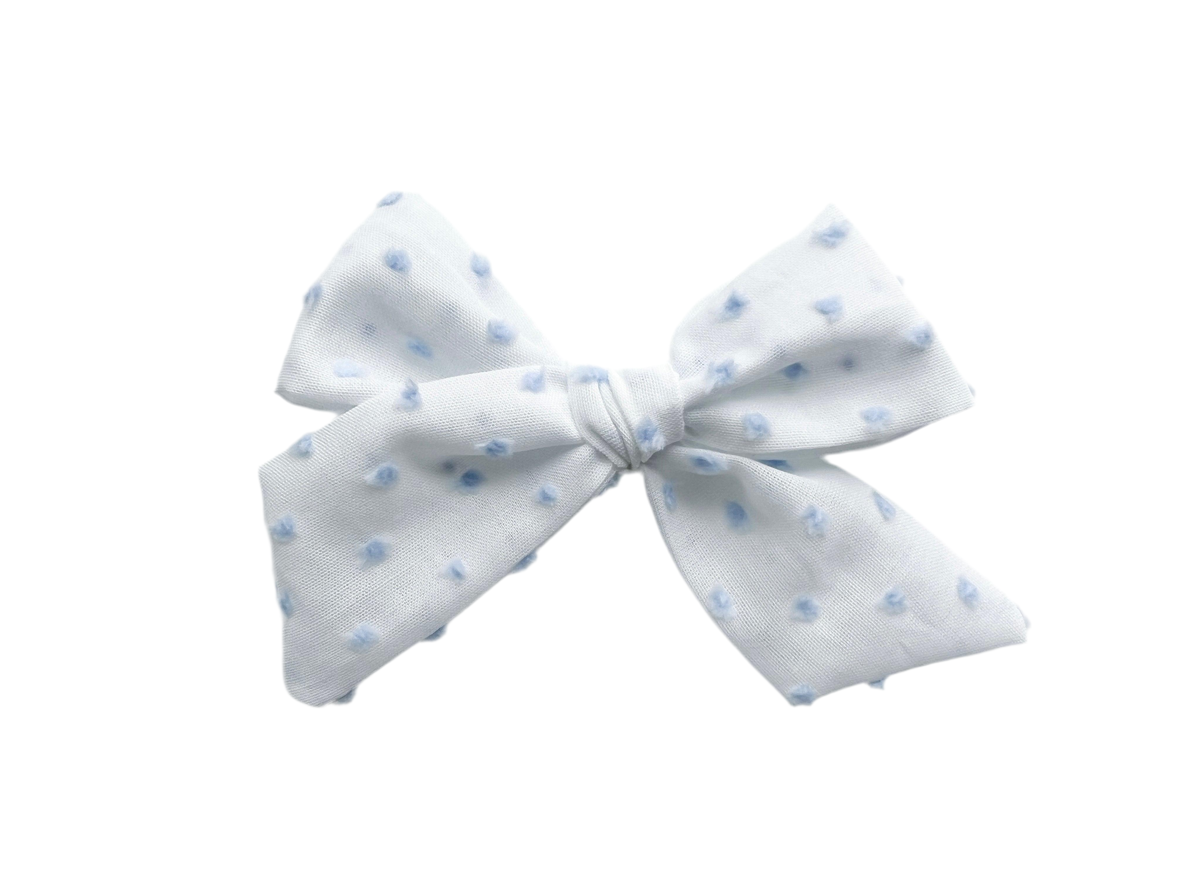 Pinwheel Bow - Blue Swiss Dot