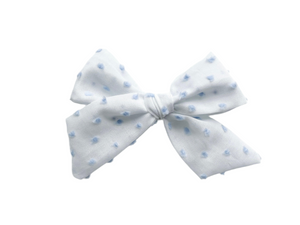 Pinwheel Bow - Blue Swiss Dot