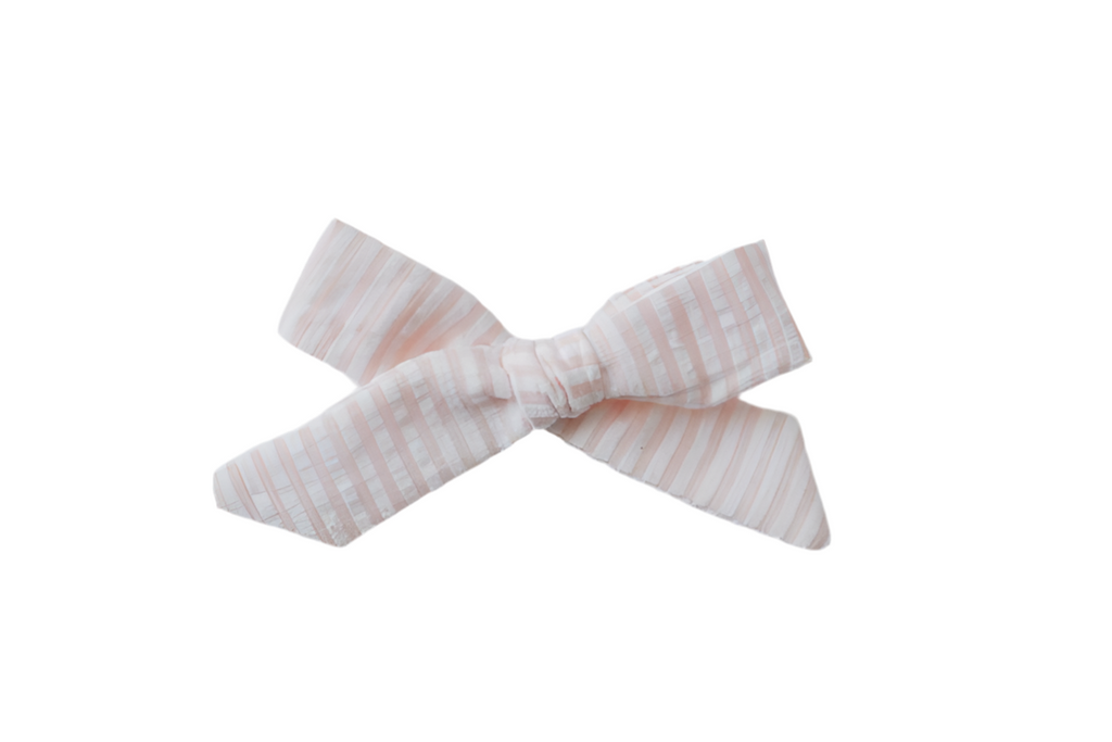 Schoolgirl Bow - Peach Seersucker