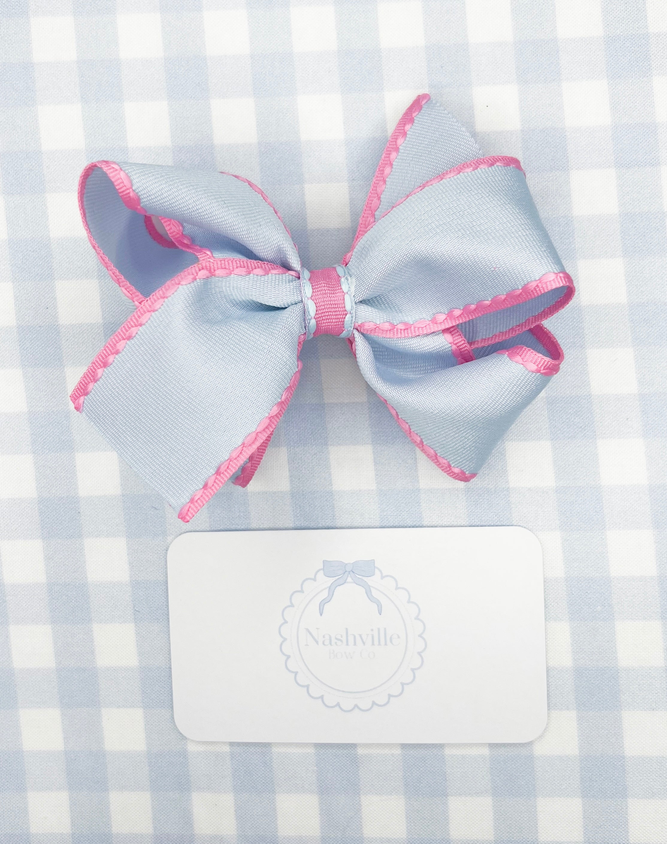 Sissy Bow - Blue & Pink Trim