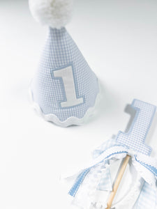 Party Hat - Little Blue Check