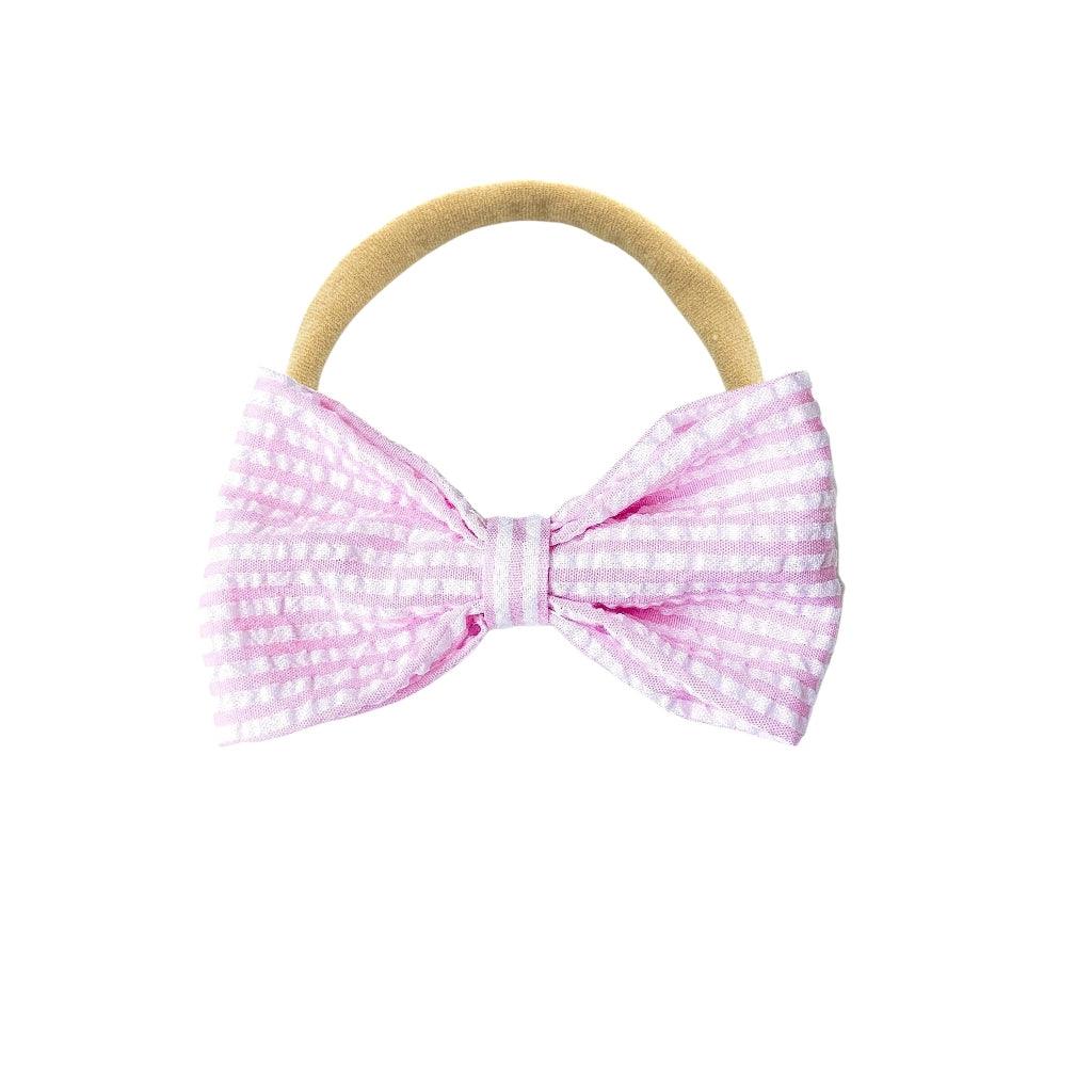 Classic Bow - Pink Seersucker | Nashville Bow Co. - Classic Hair Bows, Bow Ties, Basket Bows, Pacifier Clips, Wreath Sashes, Swaddle Bows. Classic Southern Charm.