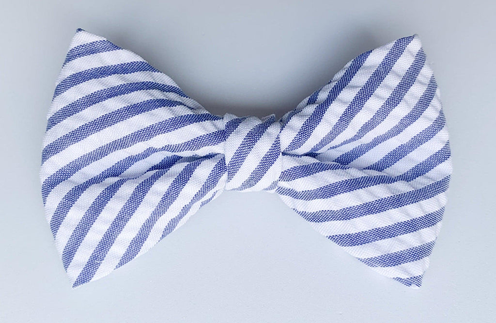 Classic Bow Tie - Navy Seersucker | Nashville Bow Co. - Classic Hair Bows, Bow Ties, Basket Bows, Pacifier Clips, Wreath Sashes, Swaddle Bows. Classic Southern Charm.