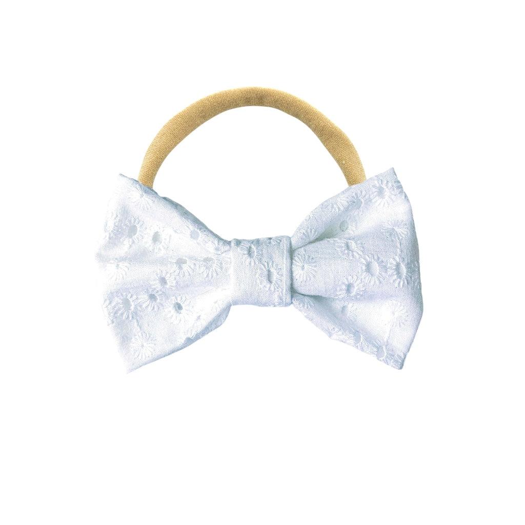 Classic Bow - White Eyelet | Nashville Bow Co. - Classic Hair Bows, Bow Ties, Basket Bows, Pacifier Clips, Wreath Sashes, Swaddle Bows. Classic Southern Charm.