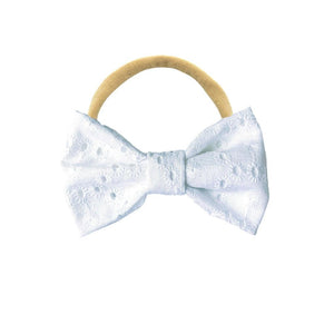 Classic Bow - White Eyelet | Nashville Bow Co. - Classic Hair Bows, Bow Ties, Basket Bows, Pacifier Clips, Wreath Sashes, Swaddle Bows. Classic Southern Charm.