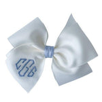 Gracie Bow - Blue Monogram | Nashville Bow Co. - Classic Hair Bows, Bow Ties, Basket Bows, Pacifier Clips, Wreath Sashes, Swaddle Bows. Classic Southern Charm.
