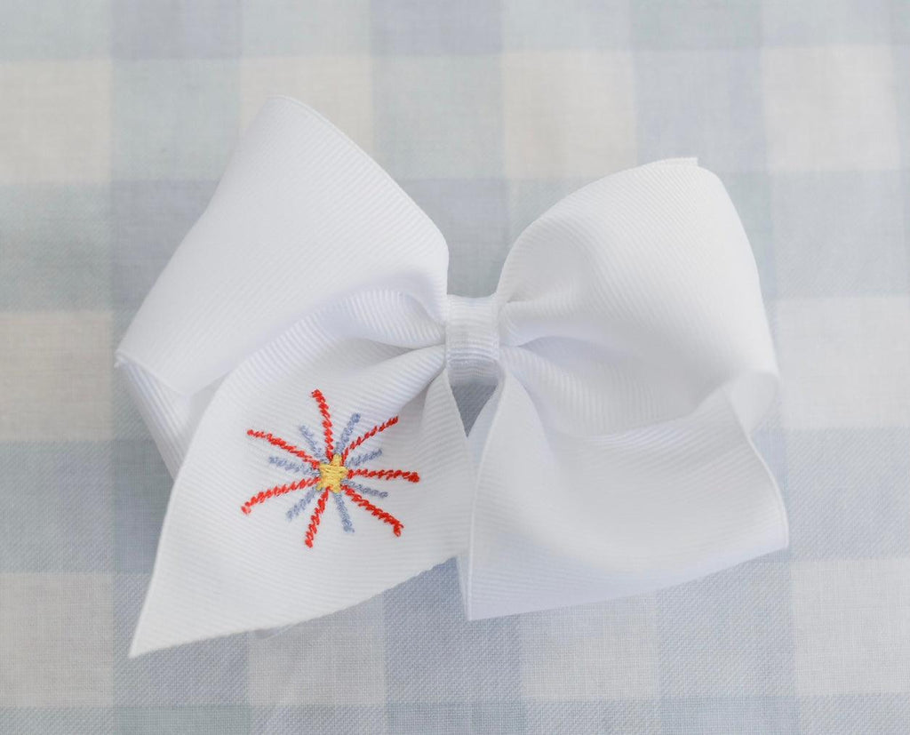 Gracie Bow - Firework | Nashville Bow Co. - Classic Hair Bows, Bow Ties, Basket Bows, Pacifier Clips, Wreath Sashes, Swaddle Bows. Classic Southern Charm.