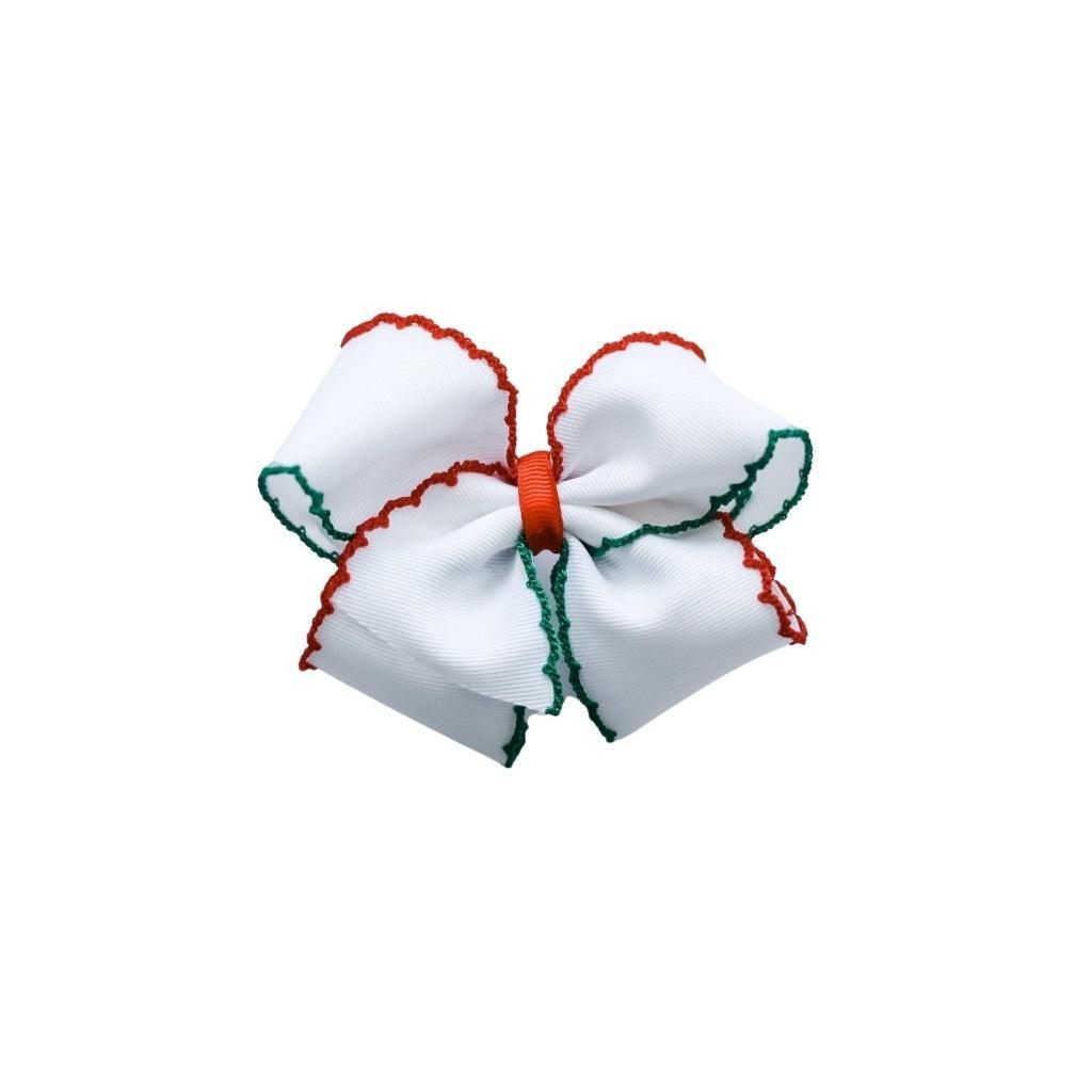 Gracie Bow - Red & Green Trim | Nashville Bow Co. - Classic Hair Bows, Bow Ties, Basket Bows, Pacifier Clips, Wreath Sashes, Swaddle Bows. Classic Southern Charm.