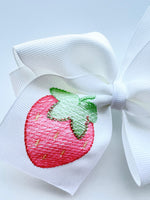 Gracie Bow - Strawberry | Nashville Bow Co. - Classic Hair Bows, Bow Ties, Basket Bows, Pacifier Clips, Wreath Sashes, Swaddle Bows. Classic Southern Charm.
