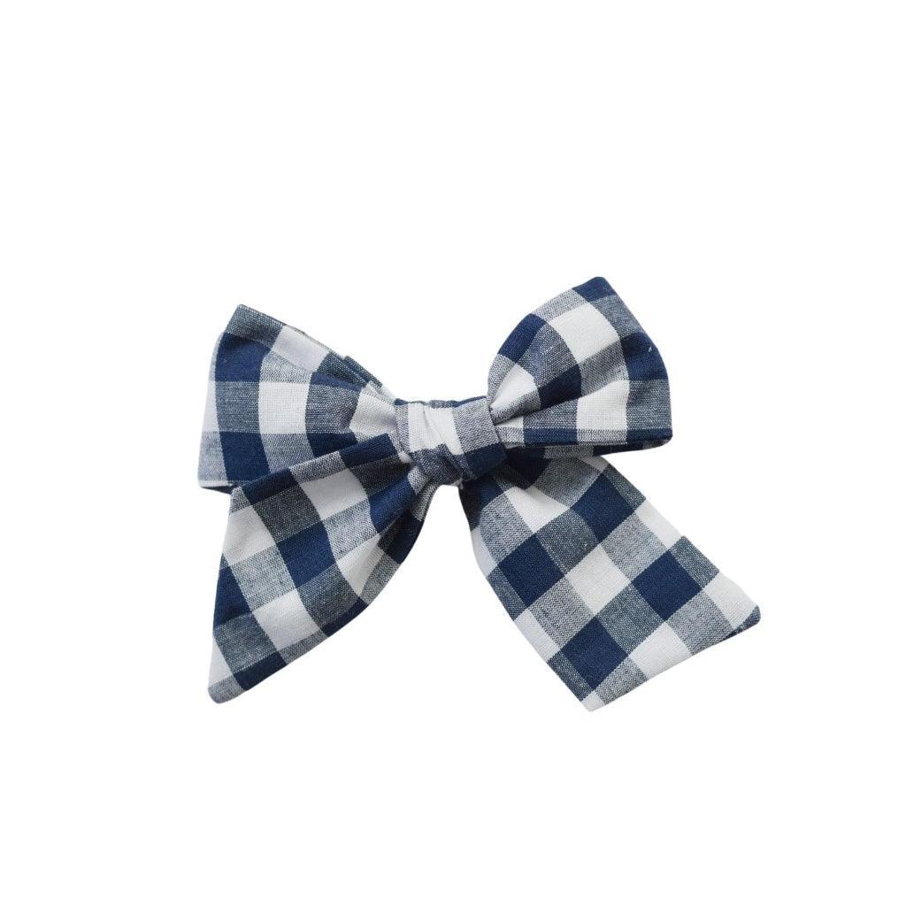 Jumbo Pinwheel Bow - Navy Check | Nashville Bow Co. - Classic Hair Bows, Bow Ties, Basket Bows, Pacifier Clips, Wreath Sashes, Swaddle Bows. Classic Southern Charm.