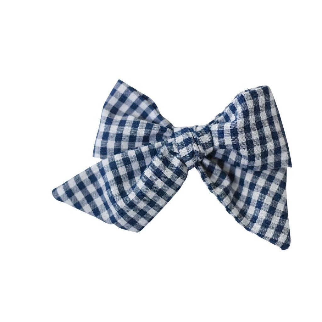 Jumbo Pinwheel Bow - Navy Gingham | Nashville Bow Co. - Classic Hair Bows, Bow Ties, Basket Bows, Pacifier Clips, Wreath Sashes, Swaddle Bows. Classic Southern Charm.