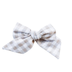 Jumbo Pinwheel Bow - Neutral Gingham | Nashville Bow Co. - Classic Hair Bows, Bow Ties, Basket Bows, Pacifier Clips, Wreath Sashes, Swaddle Bows. Classic Southern Charm.