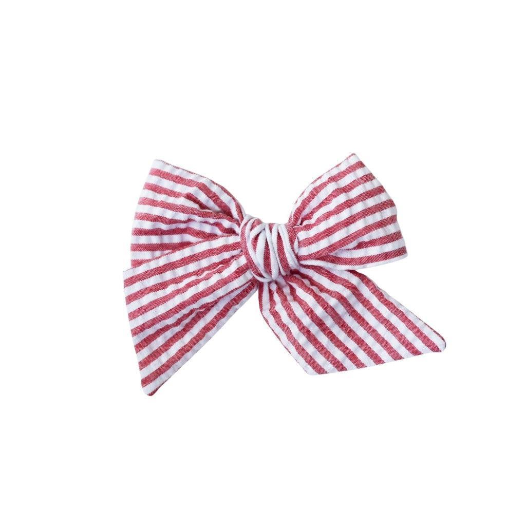 Jumbo Pinwheel Bow - Red Seersucker | Nashville Bow Co. - Classic Hair Bows, Bow Ties, Basket Bows, Pacifier Clips, Wreath Sashes, Swaddle Bows. Classic Southern Charm.