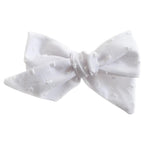 Jumbo Pinwheel Bow - White Swiss Dot | Nashville Bow Co. - Classic Hair Bows, Bow Ties, Basket Bows, Pacifier Clips, Wreath Sashes, Swaddle Bows. Classic Southern Charm.