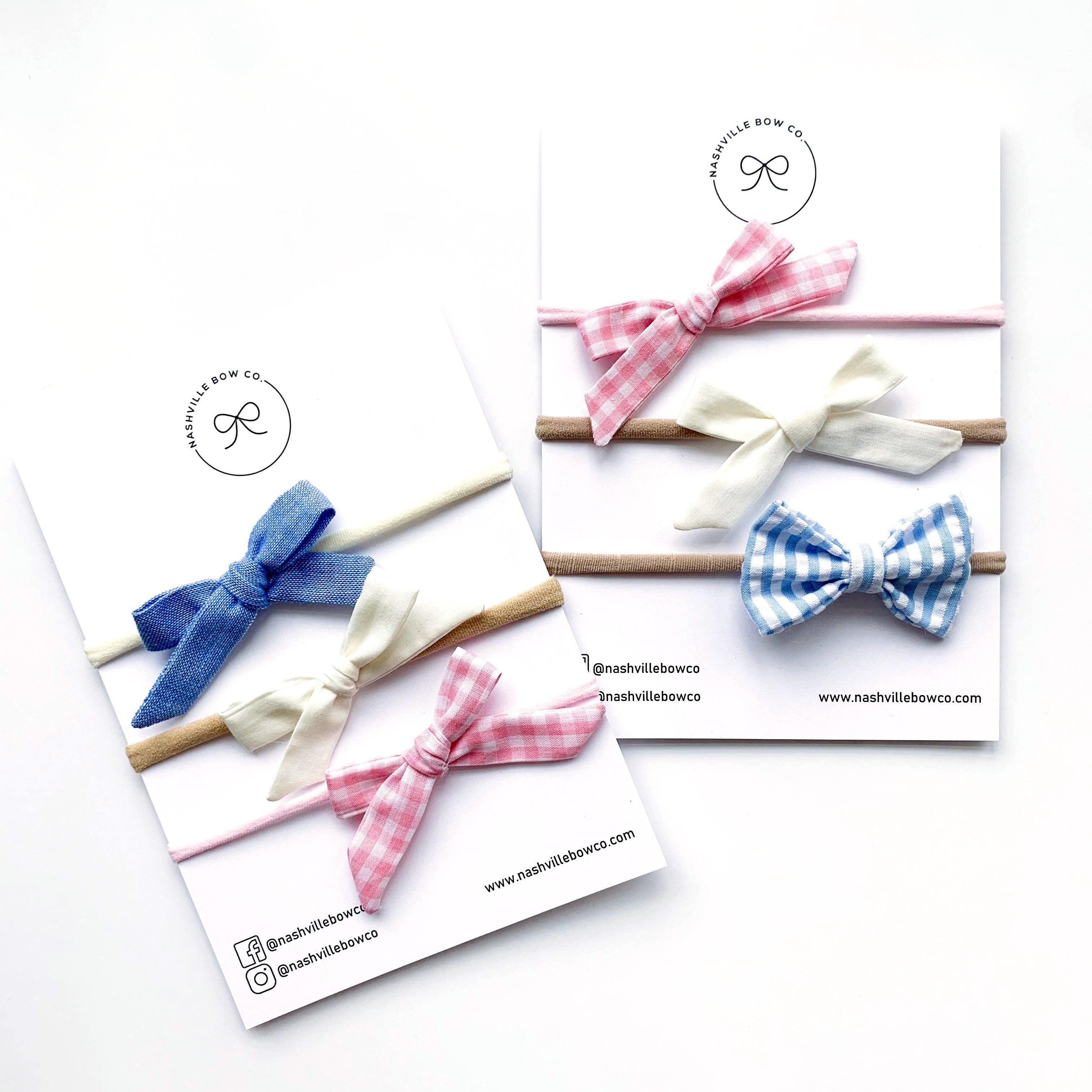 New Girl Bow - Blue Jean Baby | Nashville Bow Co. - Classic Hair Bows, Bow Ties, Basket Bows, Pacifier Clips, Wreath Sashes, Swaddle Bows. Classic Southern Charm.