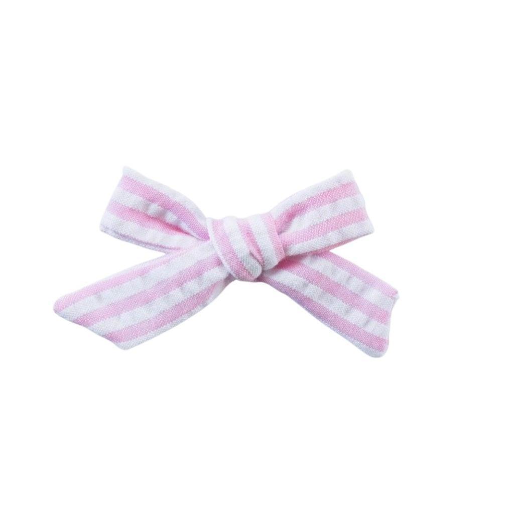 New Girl Bow - Pink Seersucker | Nashville Bow Co. - Classic Hair Bows, Bow Ties, Basket Bows, Pacifier Clips, Wreath Sashes, Swaddle Bows. Classic Southern Charm.