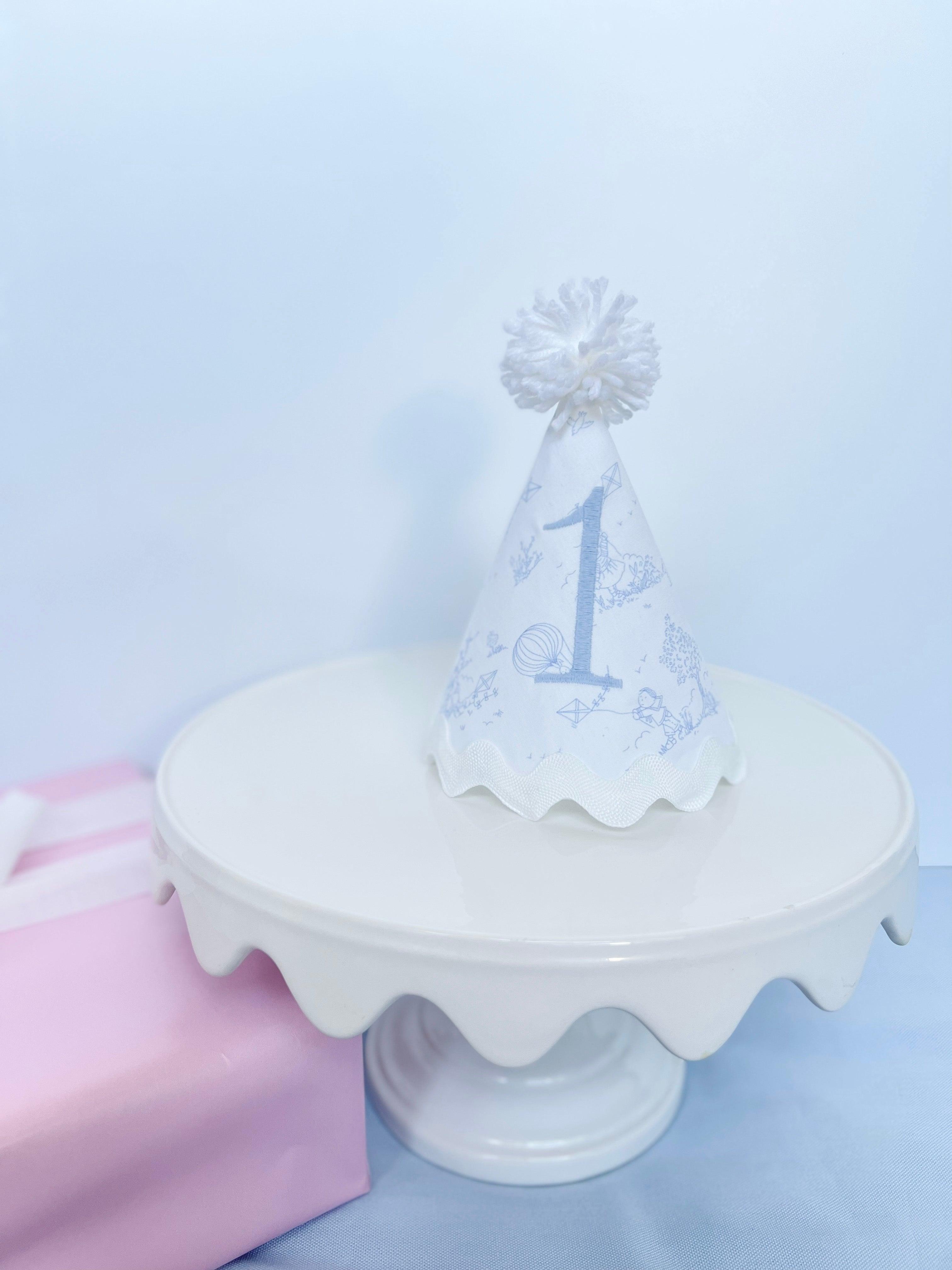 Party Hat - Blue & White Toile