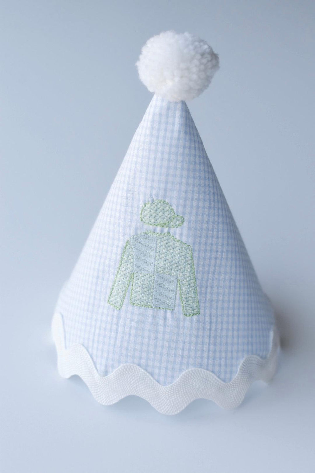Party Hat - Little Blue Check | Nashville Bow Co. - Classic Hair Bows, Bow Ties, Basket Bows, Pacifier Clips, Wreath Sashes, Swaddle Bows. Classic Southern Charm.