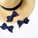 Pinwheel Bow - Navy Linen | Nashville Bow Co. - Classic Hair Bows, Bow Ties, Basket Bows, Pacifier Clips, Wreath Sashes, Swaddle Bows. Classic Southern Charm.