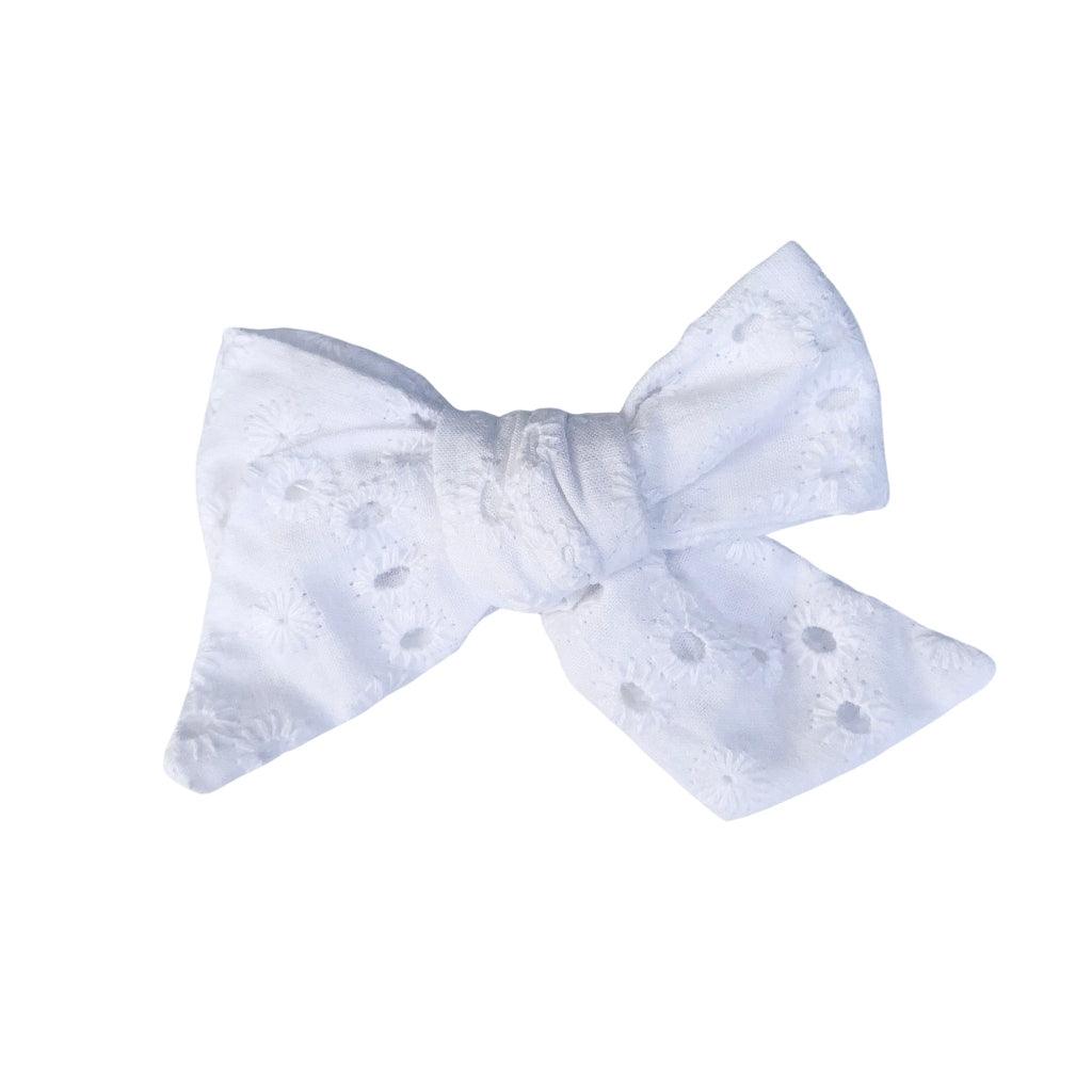 Pinwheel Bow - White Eyelet | Nashville Bow Co. - Classic Hair Bows, Bow Ties, Basket Bows, Pacifier Clips, Wreath Sashes, Swaddle Bows. Classic Southern Charm.