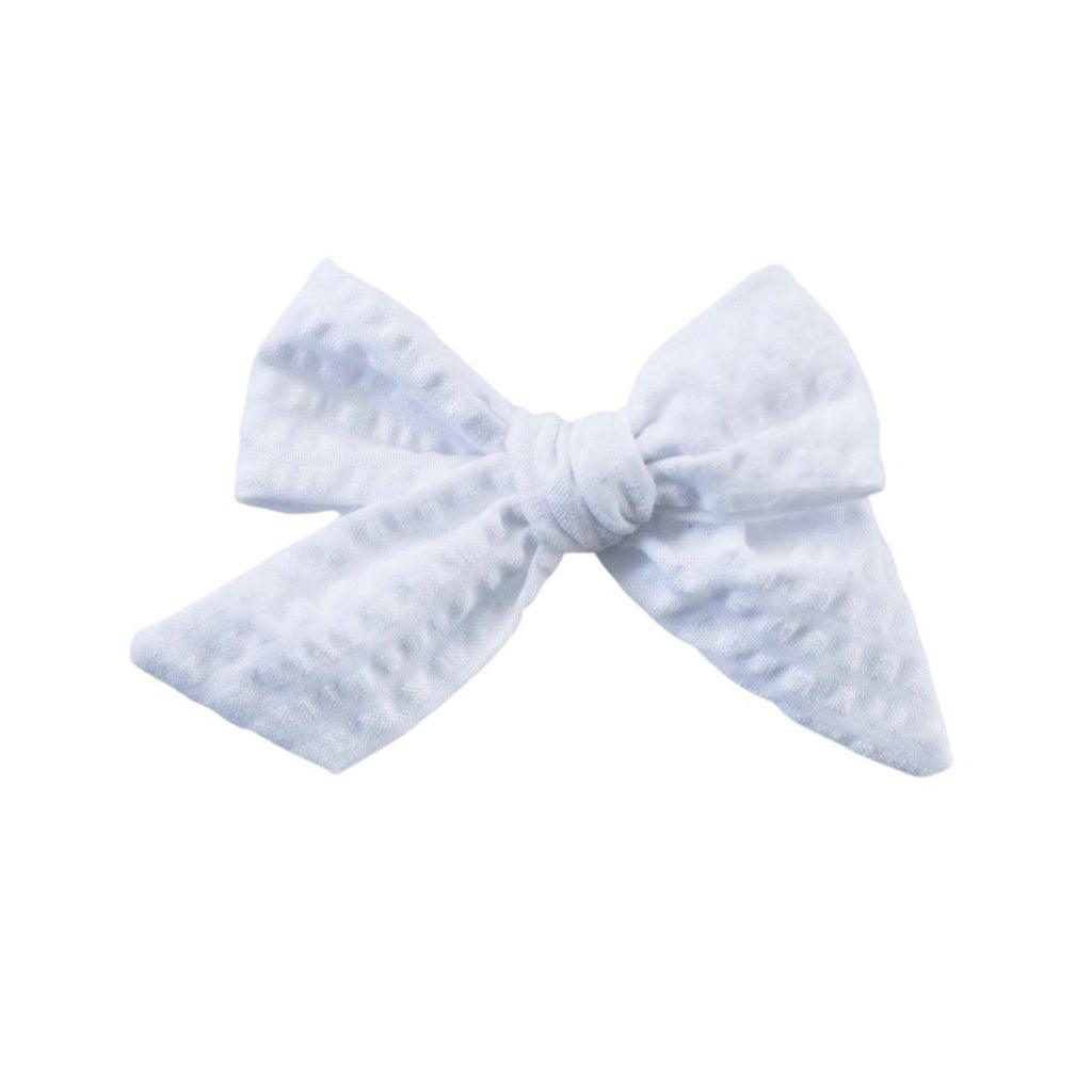 Pinwheel Bow - White Seersucker | Nashville Bow Co. - Classic Hair Bows, Bow Ties, Basket Bows, Pacifier Clips, Wreath Sashes, Swaddle Bows. Classic Southern Charm.