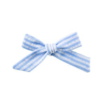 Schoolgirl Bow - Blue Seersucker | Nashville Bow Co. - Classic Hair Bows, Bow Ties, Basket Bows, Pacifier Clips, Wreath Sashes, Swaddle Bows. Classic Southern Charm.