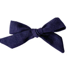 Schoolgirl Bow - Navy Linen | Nashville Bow Co. - Classic Hair Bows, Bow Ties, Basket Bows, Pacifier Clips, Wreath Sashes, Swaddle Bows. Classic Southern Charm.