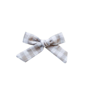 Schoolgirl Bow - Neutral Gingham | Nashville Bow Co. - Classic Hair Bows, Bow Ties, Basket Bows, Pacifier Clips, Wreath Sashes, Swaddle Bows. Classic Southern Charm.