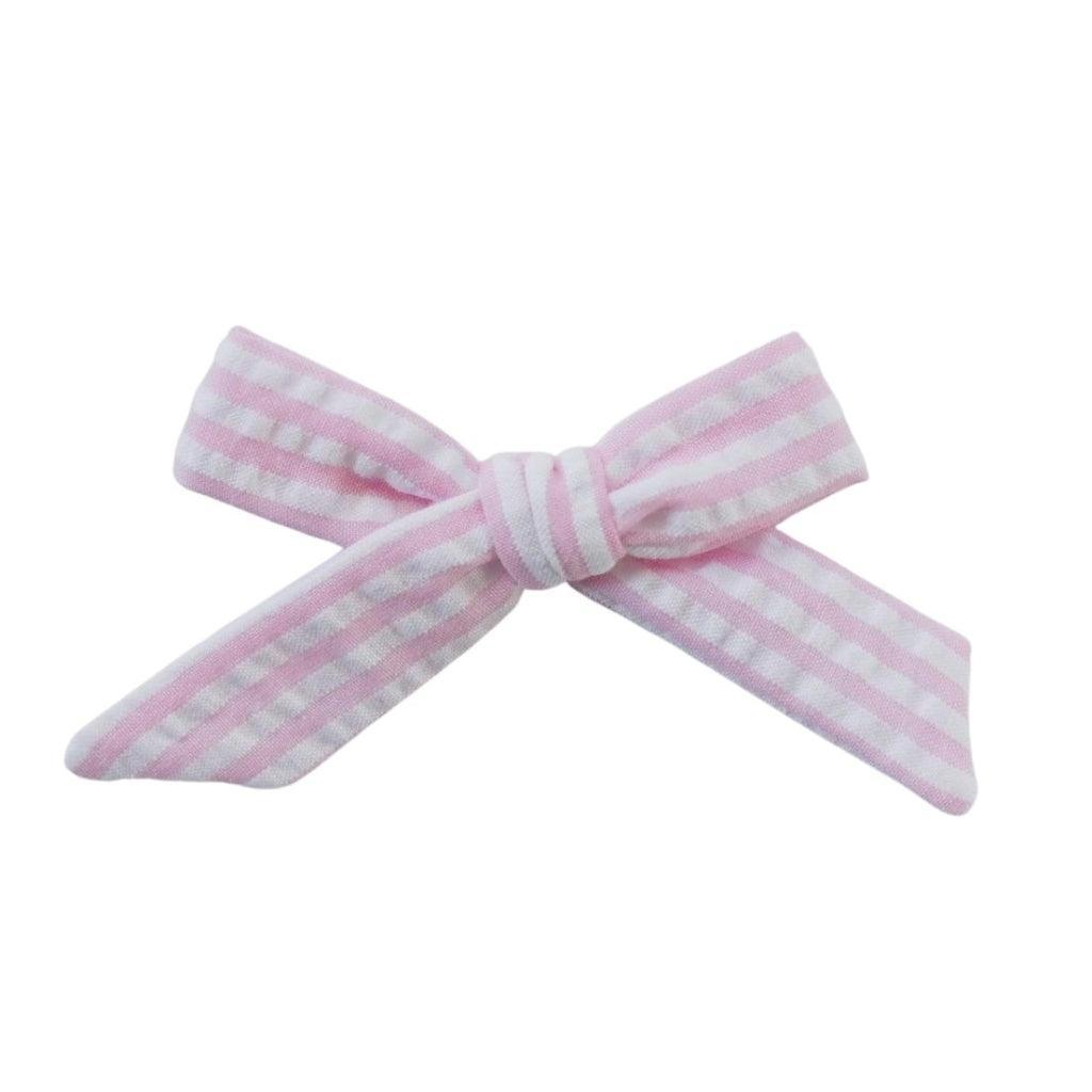 Schoolgirl Bow - Pink Seersucker | Nashville Bow Co. - Classic Hair Bows, Bow Ties, Basket Bows, Pacifier Clips, Wreath Sashes, Swaddle Bows. Classic Southern Charm.