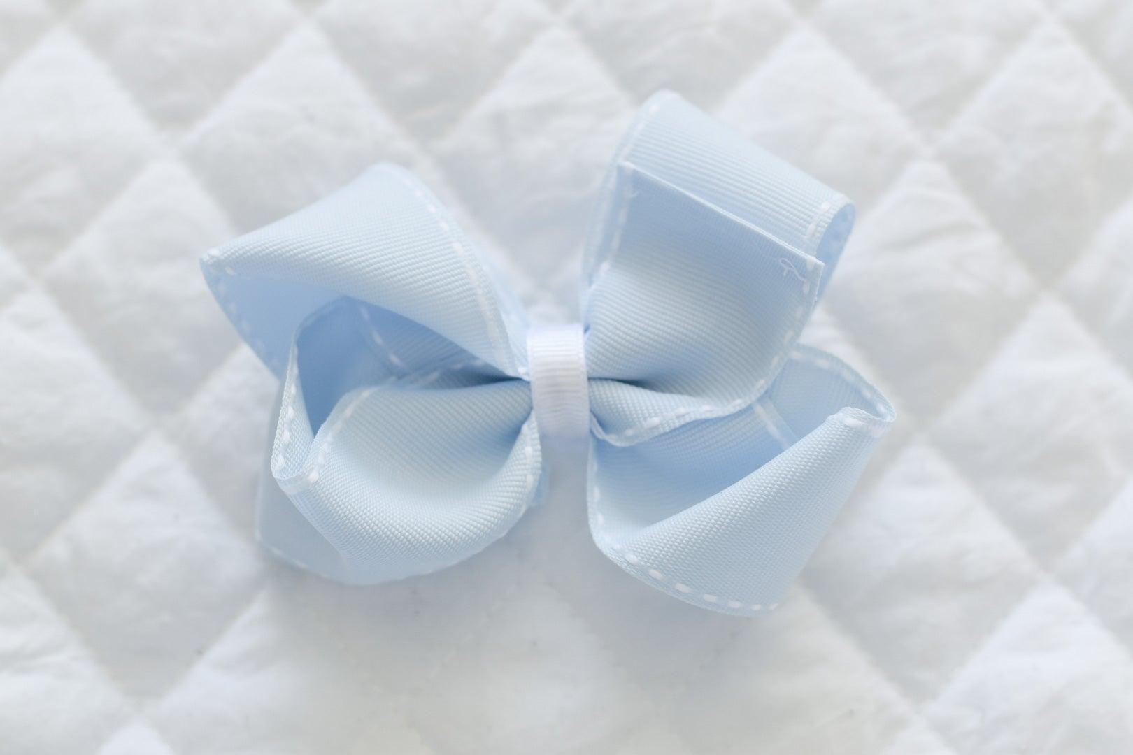Sissy Bow - Blue Stitch | Nashville Bow Co. - Classic Hair Bows, Bow Ties, Basket Bows, Pacifier Clips, Wreath Sashes, Swaddle Bows. Classic Southern Charm.