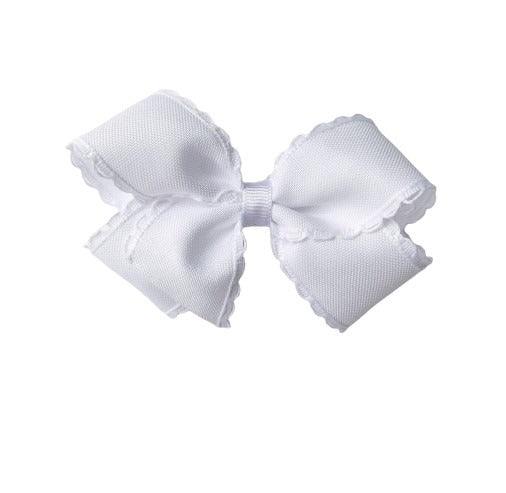 Sissy Bow - White Scallop | Nashville Bow Co. - Classic Hair Bows, Bow Ties, Basket Bows, Pacifier Clips, Wreath Sashes, Swaddle Bows. Classic Southern Charm.