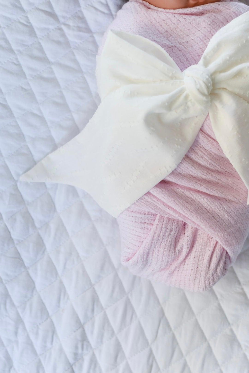 Swaddle Bow- Lily White | Nashville Bow Co. - Classic Hair Bows, Bow Ties, Basket Bows, Pacifier Clips, Wreath Sashes, Swaddle Bows. Classic Southern Charm.