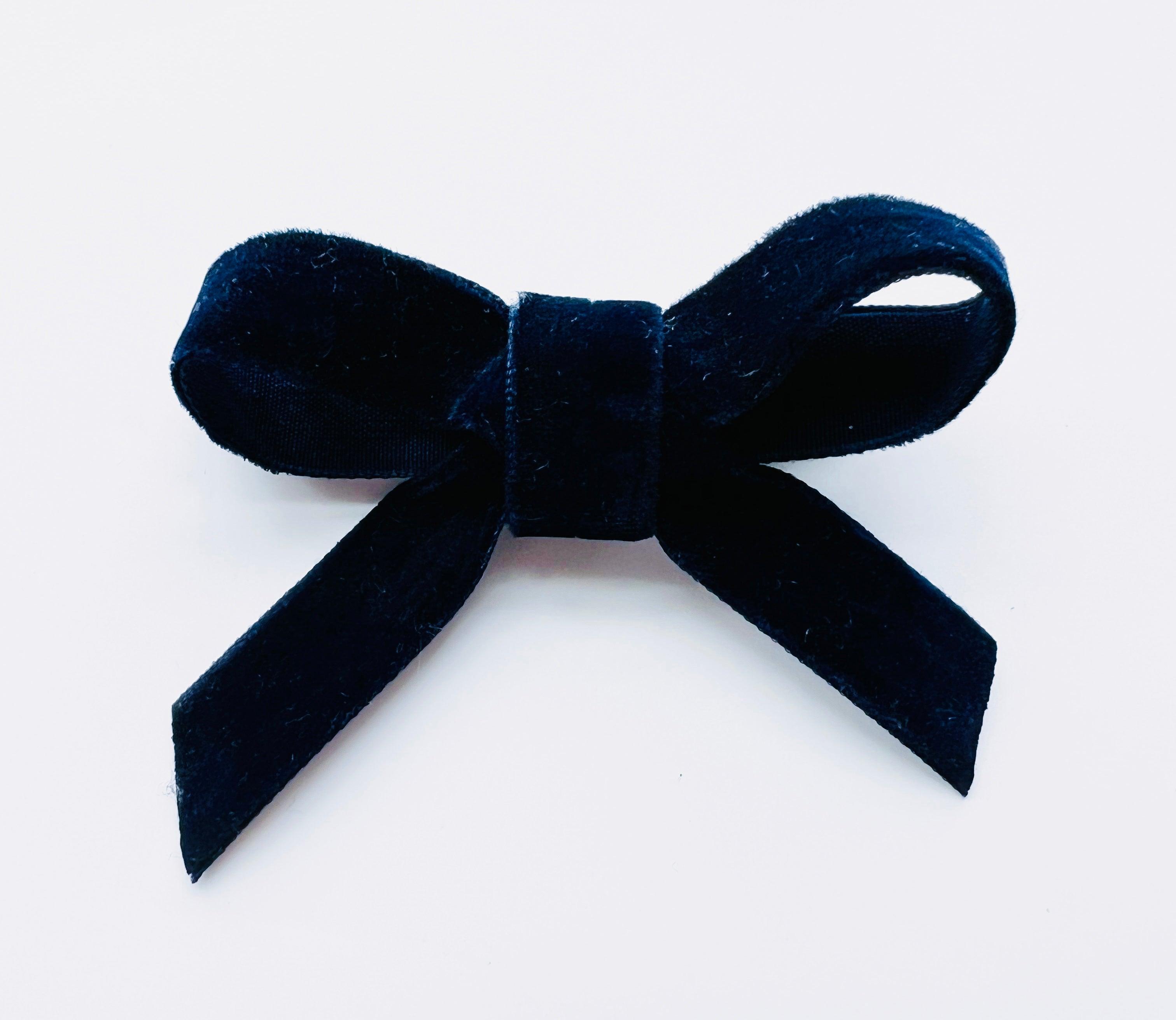 Velvet Ribbon - Navy Mini | Nashville Bow Co. - Classic Hair Bows, Bow Ties, Basket Bows, Pacifier Clips, Wreath Sashes, Swaddle Bows. Classic Southern Charm.