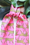 Wreath Sash - Pink Cheetah | Nashville Bow Co. - Classic Hair Bows, Bow Ties, Basket Bows, Pacifier Clips, Wreath Sashes, Swaddle Bows. Classic Southern Charm.